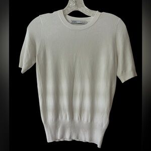 White Zara Short Sleeve Sweater